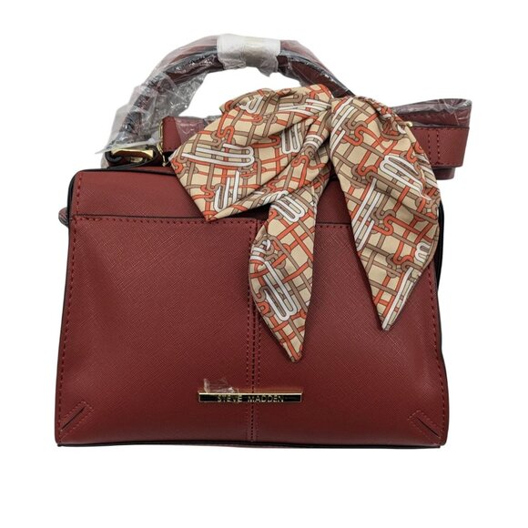 Steve Madden Breese Crossbody Satchel Handbag Scarf Modern Faux Leather Modern - Picture 1 of 10